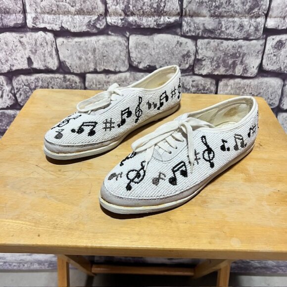 Colorworks Musical Note Beaded Sneakers Size 10 - Picture 1 of 9